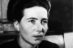 Photograph of Simone de Beauvoir.